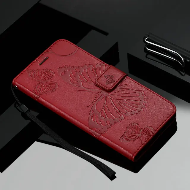 3D бабочка кожаный бумажник для Coque samsung A20E Чехол samsung A20 чехол откидная крышка для samsung Galaxy A2 Core A 20 E Fone Capa - Цвет: Красный
