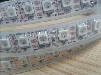 

5m DC5V WS2812B led pixel srip,waterproof in silicon tube,96pcs WS2812B/M with 96pixels;WHITE PCB,only 4PIN