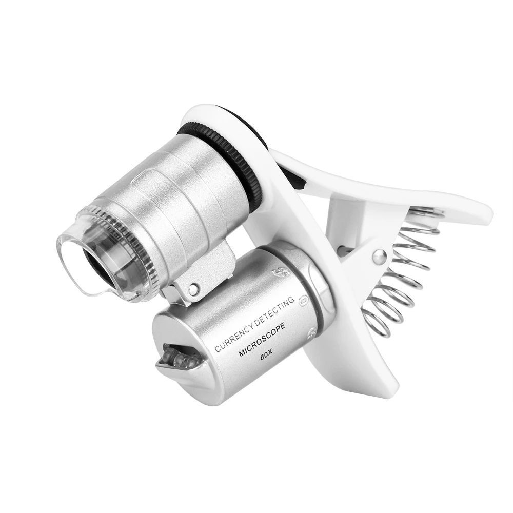 Универсальный Макрос микроскопа для мобильного телефона объектив 60X оптический зум Лупа микро камера клип светодиодный объектив для iPhone SE 5s 6 S Plus