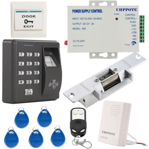 

MJPT016 Free Shipping Fingerprint & RFID ID Card Reader Access Control System Kit W/ Strike Door Lock, No Records Storage