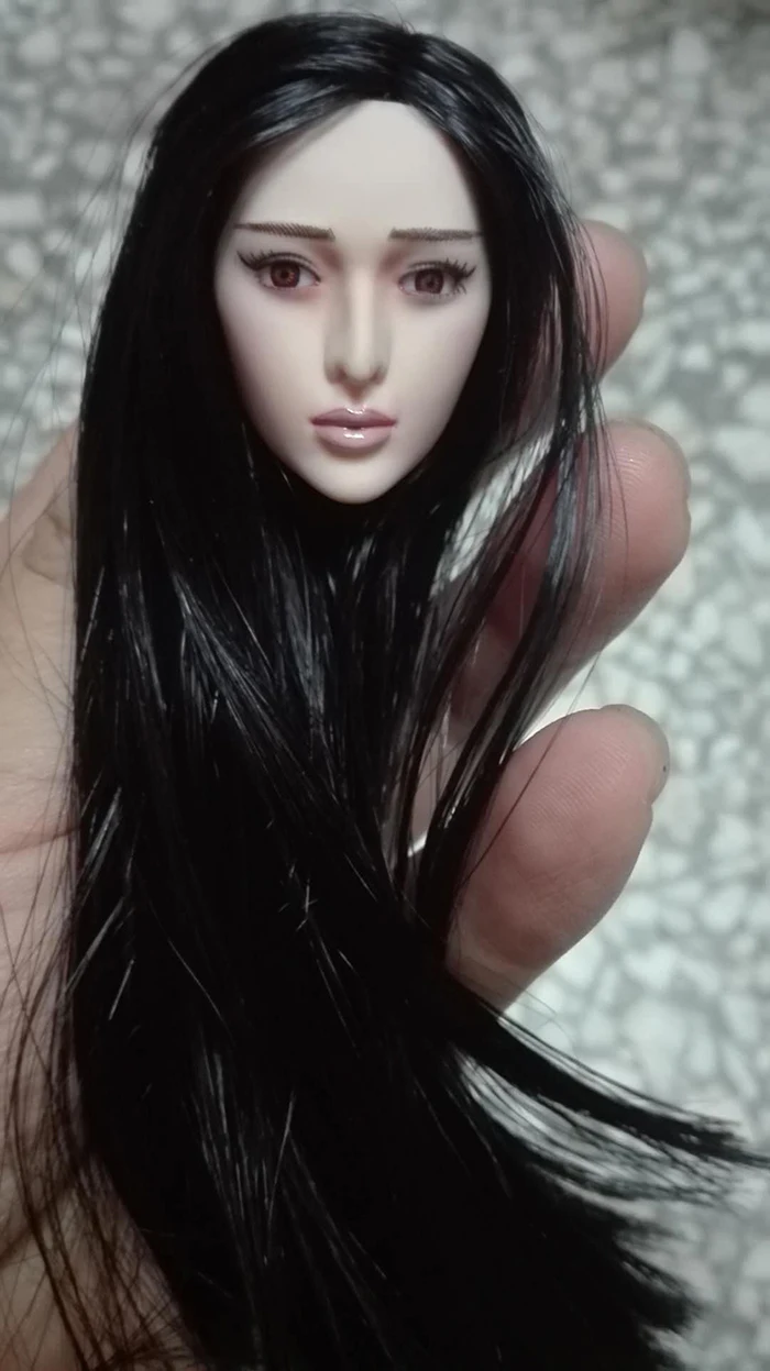 Коллекционная модель WLS004, модель 1/6 года, женская голова, скульптурная голова азиатской звезды бинбинг, Веерная голова, скульптурная голова, длинные черные волосы, подвижные глаза, 12 дюймов, фигурка