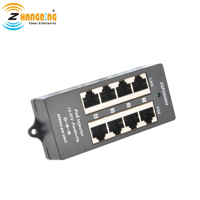 100Mbps Security PoE Injector 4 Port PoE Patch Panel 802.3af/at For Surveillance IP Phone IP Camera 1