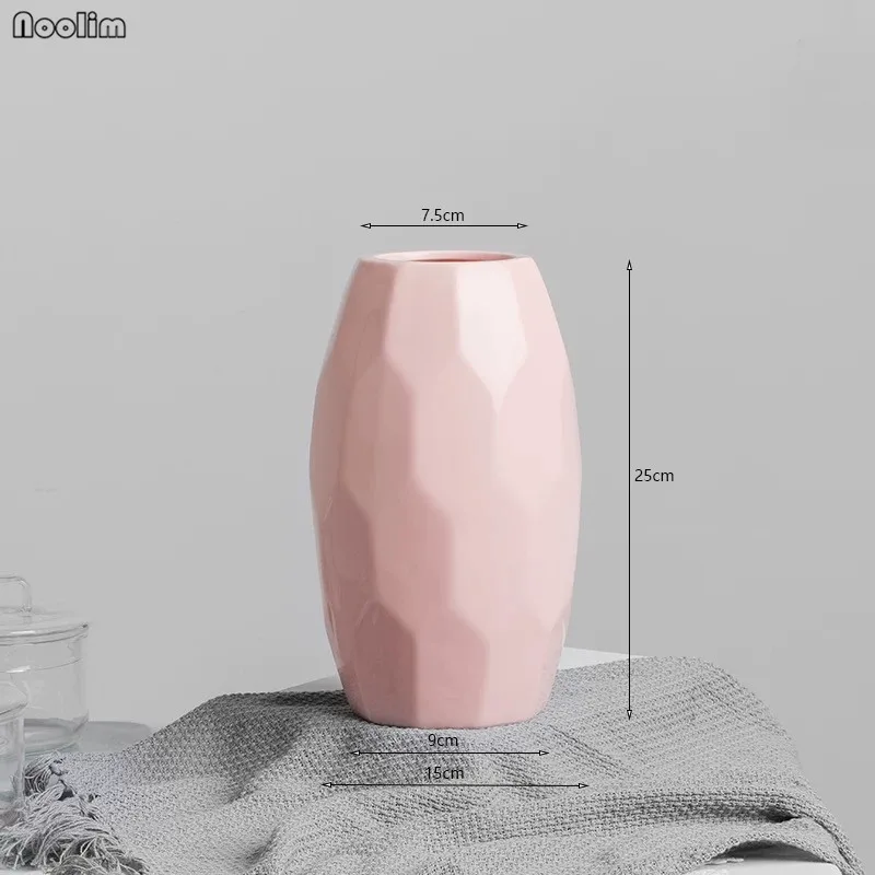 Pink L Nordic Стиль горошек Керамика ваза, домашний декор Гостиная креативные кружки из фарфора сушат ваза для цветов горшок для Выращивание растений без почвы - Цвет: Pink L