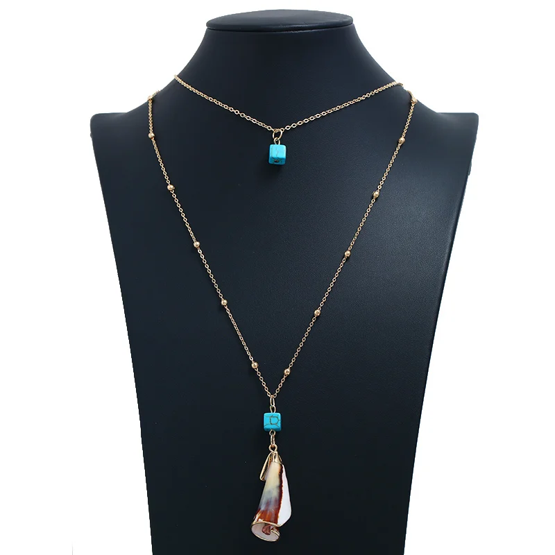 

ZOSHI Bohemian Ocean Seashell Beach Pendants Necklace Women Fashion Gold Beach Starfish Shell Multi Layer Chain Necklace Jewelry