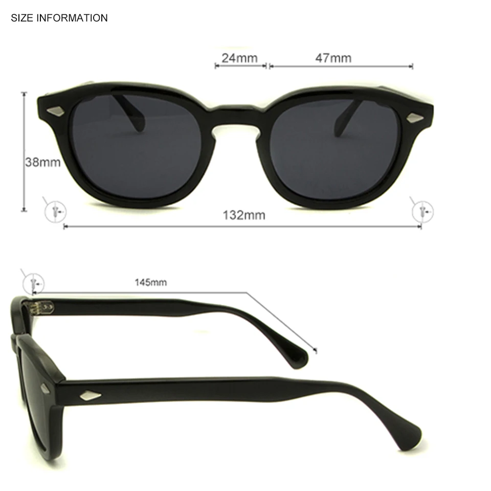 Koop Retro Vintage Zonnebril Fashion Mannelijke Ronde Vormen Johnny Depp Klinknagel Zonnebril Voor Mannen Merk Designer Bril UV400 Goggles
