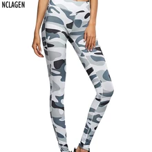 NCLAGEN Для женщин модные штаны камуфляж печати Сексуальная Slim Fit днища эластичная Фитнес Леггинсы для женщин Размеры S-L