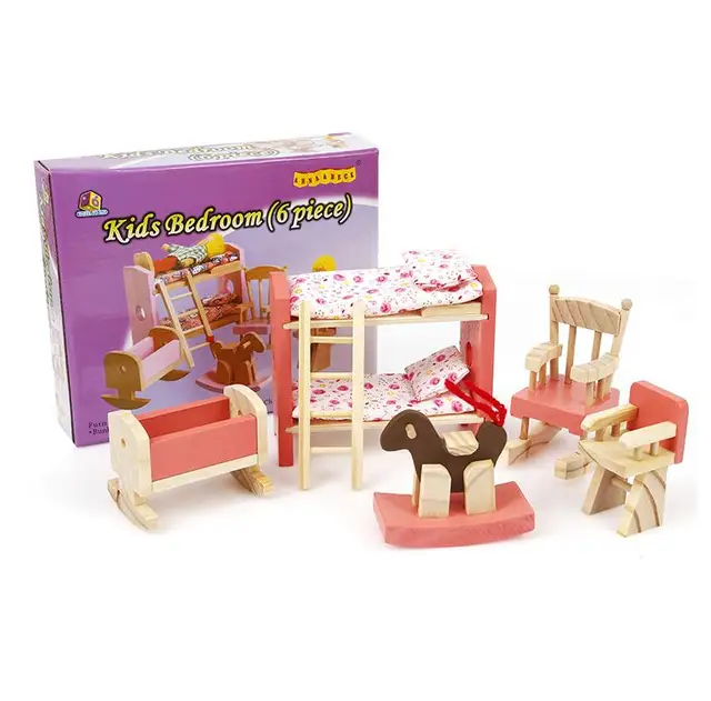 Us 13 8 15 Off Mini Wooden Bedroom Kids Play House Toys Furniture Set Children Role Playing Diy Small Toys For Child Family Kit Birthday Gift On