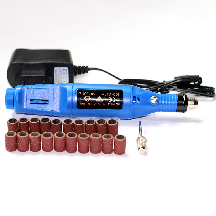 

Mini Nail Drill Set 20 Sanding Sleeves Sanding Bands Red Blue Green White Black US EU Plug Power Drill Electric Drill Tool kit