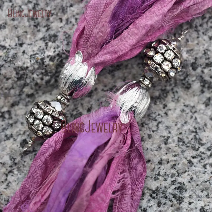 20171213-PM8963- Cerise Pink Sari Silk Tassel Pendant Antique Silver_2