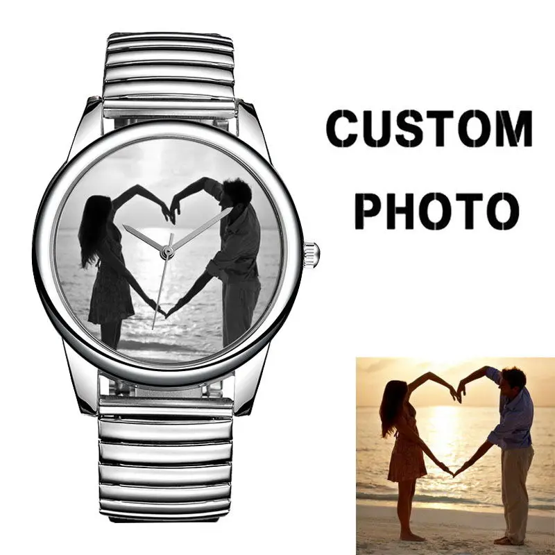 

B-8200 Build Your Own Watch Dial Custom Your Own Design Men Designer Watch Stainless Steel Elastic Band Watch Reloj Personalized