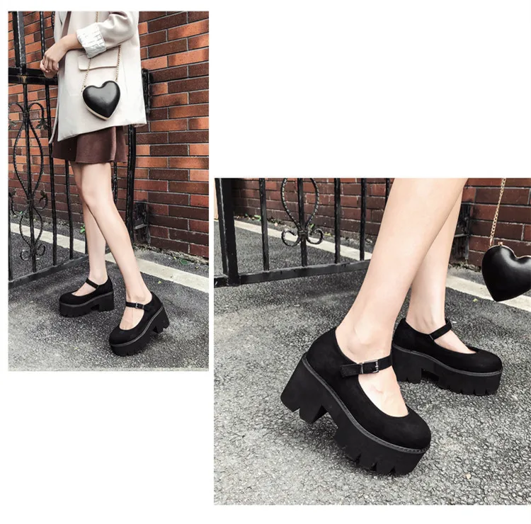 YMECHIC/ г.; демисезонная Офисная Женская обувь на платформе в готическом и панк стиле; черные туфли Mary Jane на высоком каблуке; женские туфли-лодочки из флока; размер 40