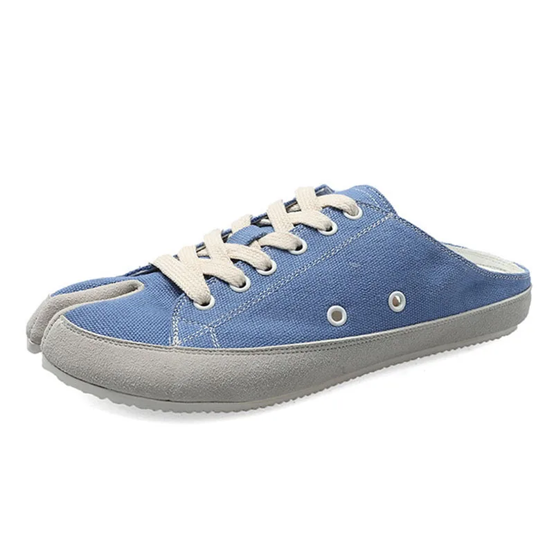 

CuddlyIIPanda Ins Chic Sheep Hoof Shape Women Mules Summer Leopard Toe Split Slippers Canvas Slides Fashion Cool Zapatos Mujer