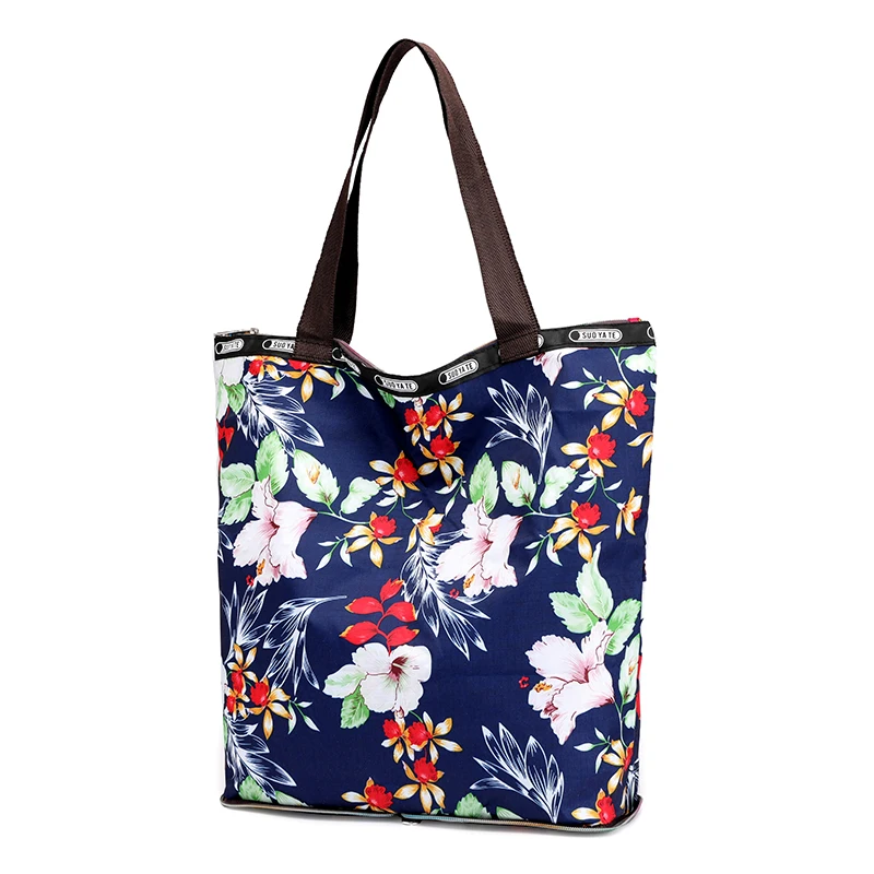 2019 Fashion Floral Shopping Bag Eco-friendly Folding Portable Shoulder bag Reusable Handbag large capacity Travel Grocery Bags