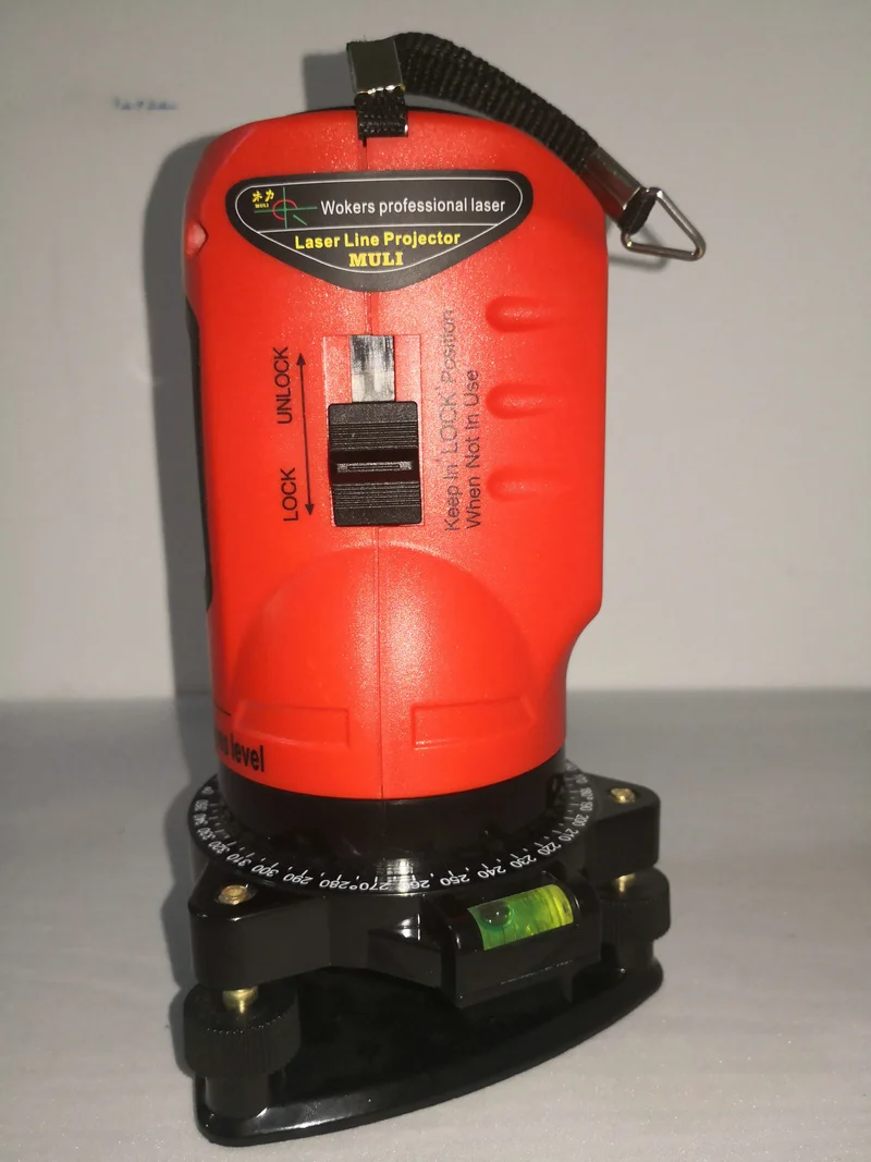 

Infrared 2-line laser leveler Automatic level Self-carrying feet and trimmer Horizontal and vertical AA batteries