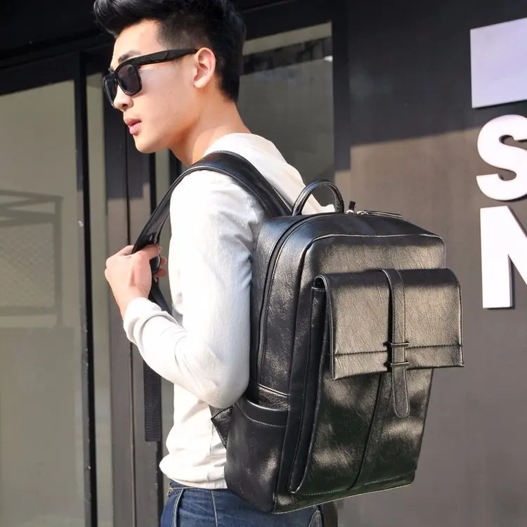 

2019 Man Travelling Bag laptop theft Backpack Pu Both Shoulders Package Leisure Time Motion Both Shoulders Backpack school bags