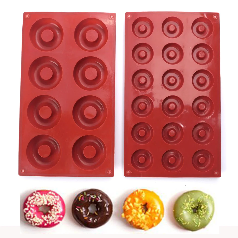 

LIMITOOLS 1PCS 8/18-Cavity DIY Donut Shape Round Muffin Sweet Candy Jelly Fondant Cake Chocolate Mold Silicone Tool Baking Pan