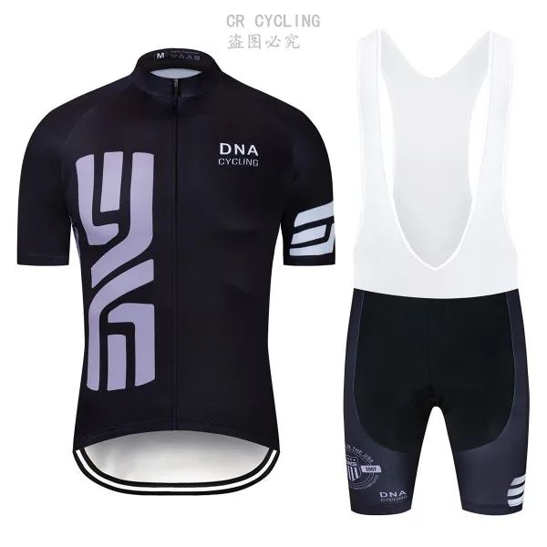 Black DNA Cycling Team Jersey Bike Set Short Sleeves Mens Quick Dry Bicycle Wear Suit Maillot Culotte Clothing 12D Gel Pad - Цвет: Set 1