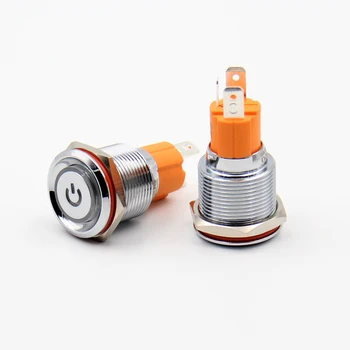 

1Pcs 19mm metal button switch self-locking ring light with symbol led light high current 10a start stop