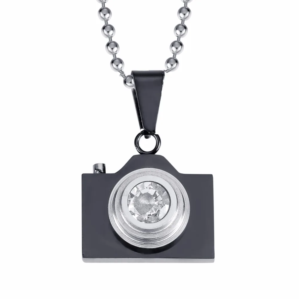 New Fashion Jewelry Camera Necklaces Pendants Black / Steel Colors Lovely Stainless |