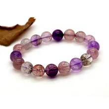 Натуральный, разноцветный, смешанный, супер семь стрейчевых браслетов, круглые бусины из камня мелодии, 11 мм, три опоры