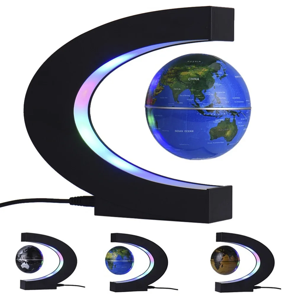 

New Led Night Floating Globe Magnetic Levitation Light C Shape LED World Map Antigravity Magic Lamp Birthday Home Decoration