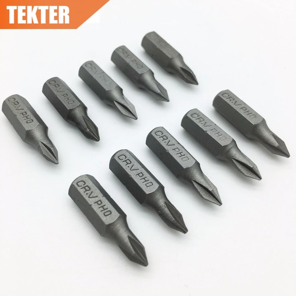 TEKTER 10 шт. хром ванадиевая сталь Cr v #0 отвертка Philips bits 25 мм шестигранный хвостовик