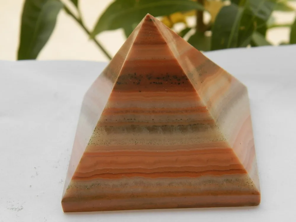 beautiful Natural wood grain stone QUARTZ CRYSTAL pyramid POINT HEALING