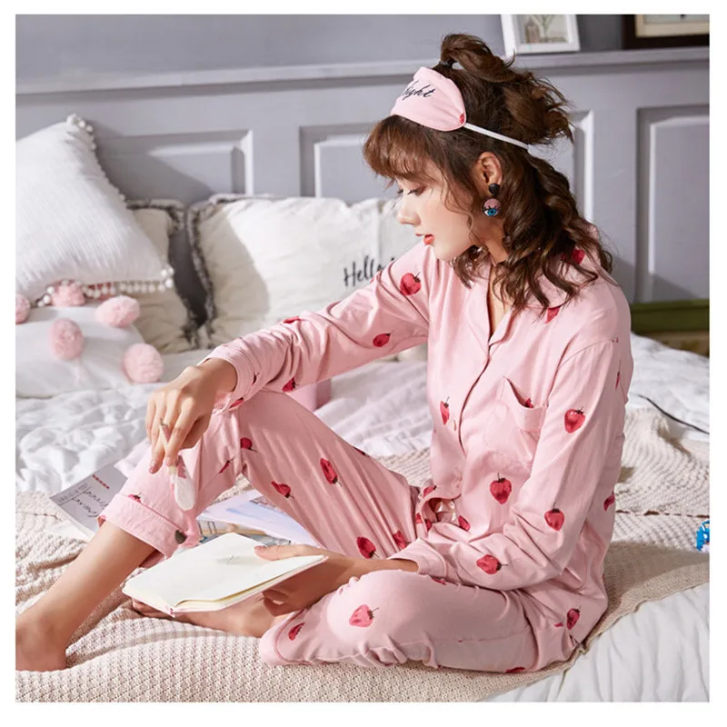 JULY'S SONG розовые Хлопковые женские пижамные комплекты из 7 предметов женские пижамы комплекты одежды для сна весна лето осень Домашняя одежда топ и шорты