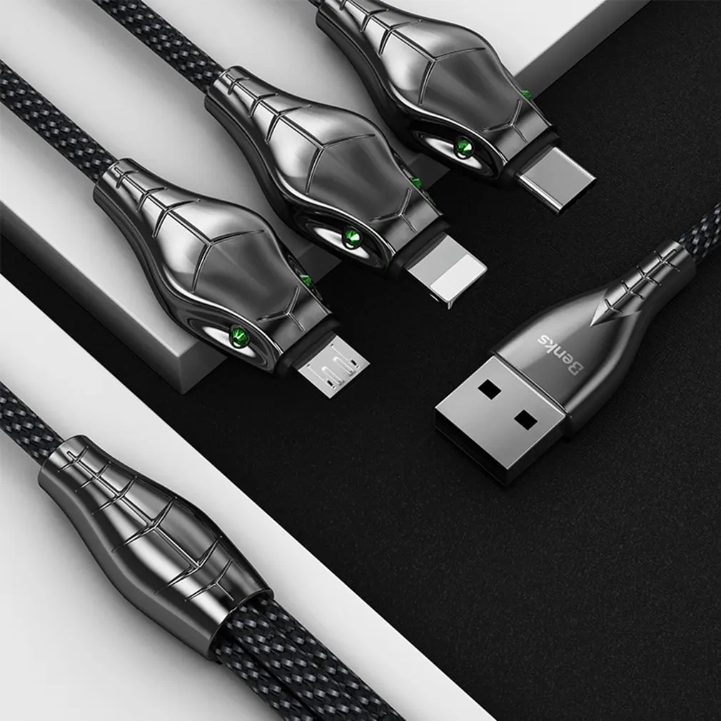 Benks 3 في 1 المصغّر usb نوع C كابل لسامسونج هواوي الهاتف المحمول سريع شحن الأفعى شكل كابل يو اس بي ل فون كابل بيانات