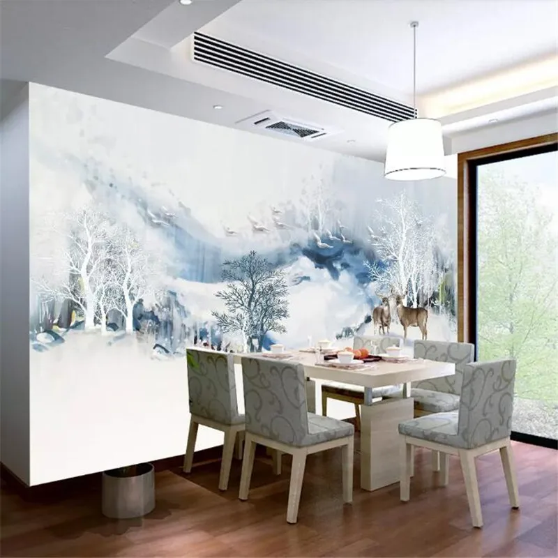 Artistic landscape mountain elk flying bird background wall professional production mural wholesale wallpaper custom photo wall Artistic landscape mountain elk flying bird background wall professional production mural wholesale wallpaper custom photo wall