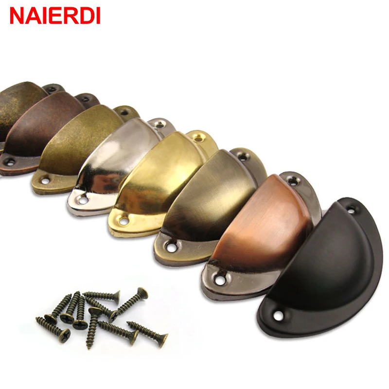 NAIERDI 20 قطع الرجعية المعادن درج مطبخ مقبض باب حمّام مقابض للأثاث Handware دولاب العتيقة النحاس قذيفة مقابض سحب