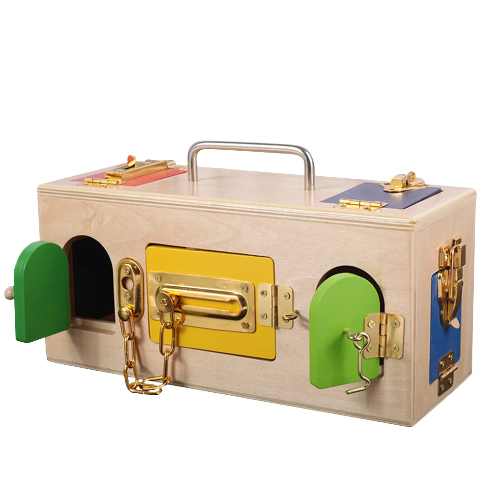 

Kids Montessori Toys Lock Box Toy 3 Years Montessori Materials Educational Wooden Toys For Children Kids Sensory Practical Games