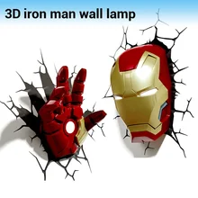 Мстители Альянс Железный Человек Форма 3D LED night light Творческий Настенный Светильник для Гостиной Спальня Украшения детская Любимое