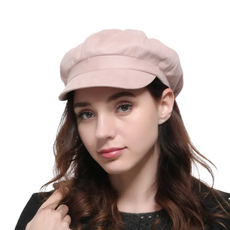 

Autumn and winter explosions hats suede octagonal cap ladies British retro casual solid color cap fashion painter