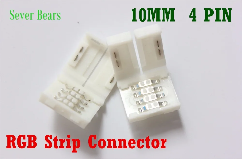 

10pcs/lot 10mm 4pin connector For 5050 RGB color LED strip LED PCB board connector wire