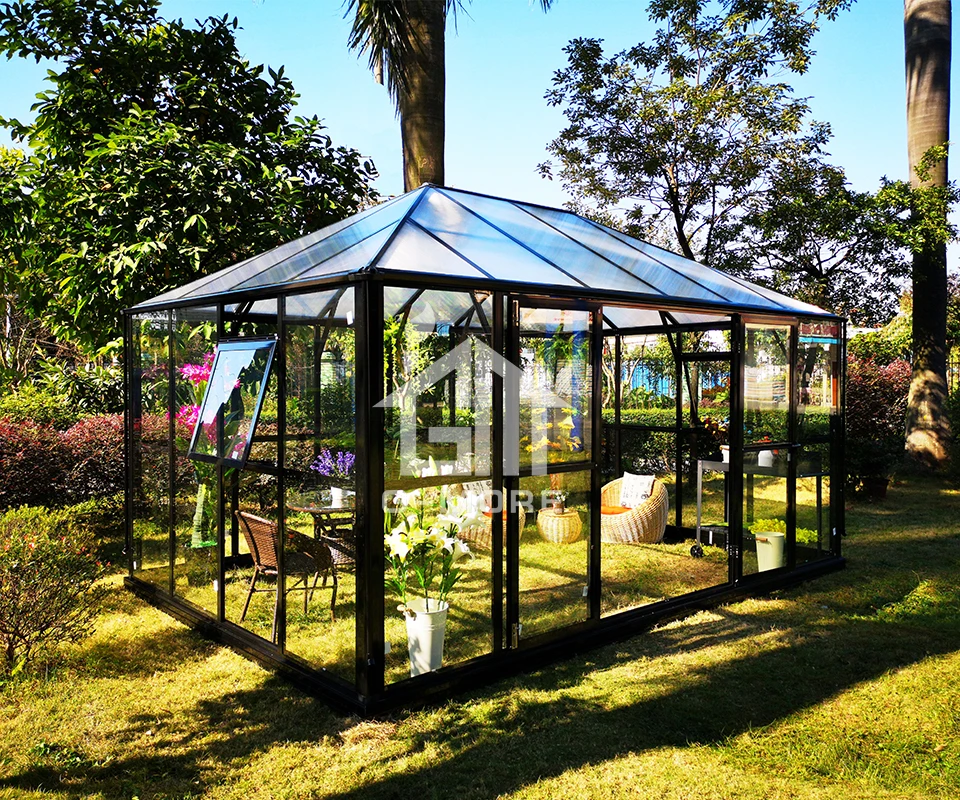 簡単 Diy ポリカーボネートコンサバトリーガーデンルームプレハブハウス X フィート Garden Greenhouses Aliexpress
