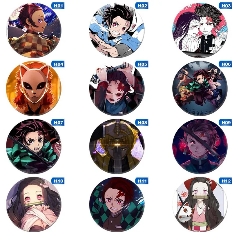 

1Pcs New Kimetsu no Yaiba Kamado Tanjirou Collect Bags Badges Button Brooch Pins Cosplay Gift