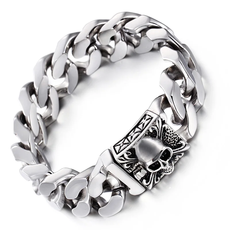 

316L titanium steel bracelet European and American men's stainless steel skull bracelet