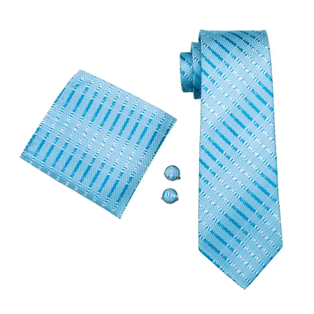 FA-703 галстуки для мужчин синий полосатый Шелковый Классический жаккардовый тканый галстук носовой платок запонки Набор для бизнеса Свадебная вечеринка