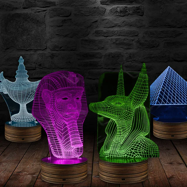 1Piece Egypt Themed 3D illusion Wireframe Light Egypt Pharaoh Pyramid