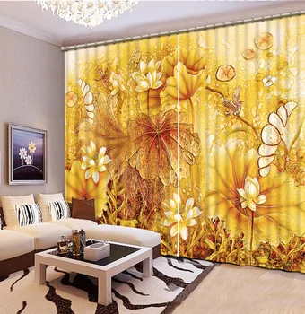 

Chinese Curtains Yellow Curtains For The Living Room Photo Lotus Bedroom Curtains Blackout Custom any size