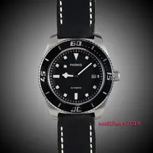 43mm Parnis black dial sapphire glass Stainless steel Case miyota Automatic mens Watch 10ATM black bezel