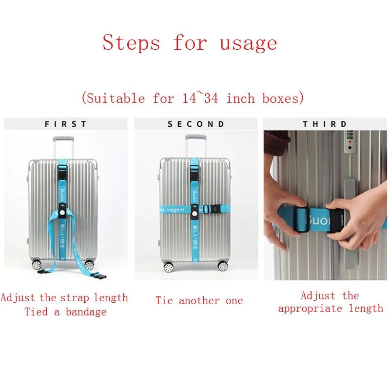 Лента для чемодана с тремя цифрами, пароль, эластичный багажный ремень, перекрестный ремень, регулируемый дорожный аксессуар, чемодан с быстрым выпуском