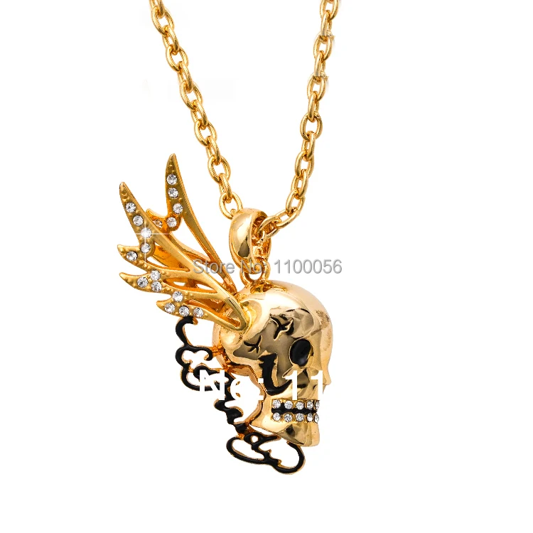 Женское Ожерелье без воротника Bijoux De Marque Collane Collier Femme с золотым черепом ожерелья