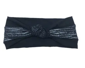 

J173172 2017 Fashion new good stretch patchwork,cotton block grey stripe headbands, Autumn &summer knot hair accessory for women