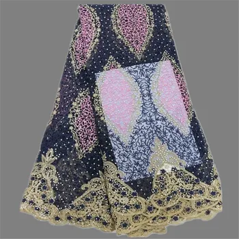 

High class French net fabric with rhinestones African tulle lace textile for party dress XNE35(5yards/lot)