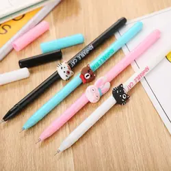 Kawaii ручка стержень животные гелевая ручка милый кот студент мультфильм черный пополнения чернил ручка обучения офис Корея канцелярские