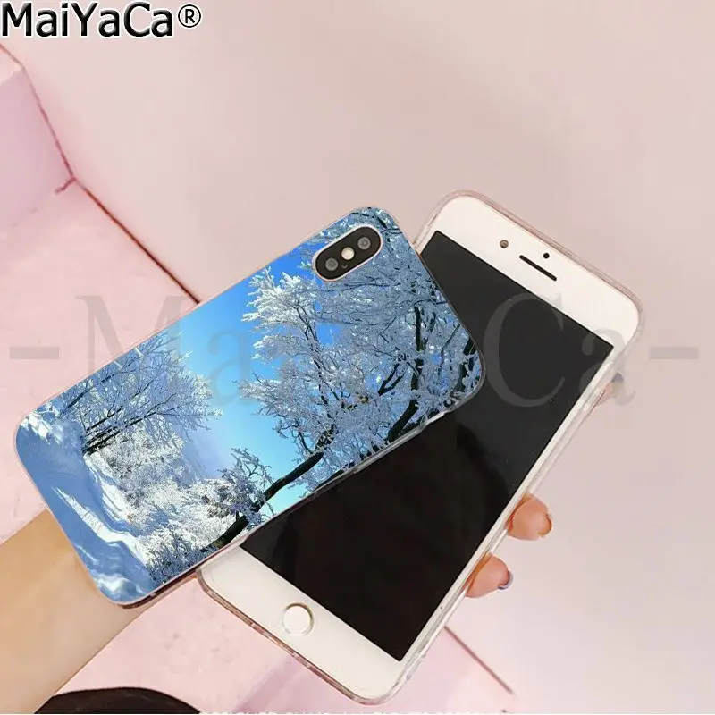 MaiYaCa пейзаж зимний светильник снег прозрачный мягкий чехол для телефона iPhone 5 5Sx 6 7 7plus 8 8Plus X XS MAX XR