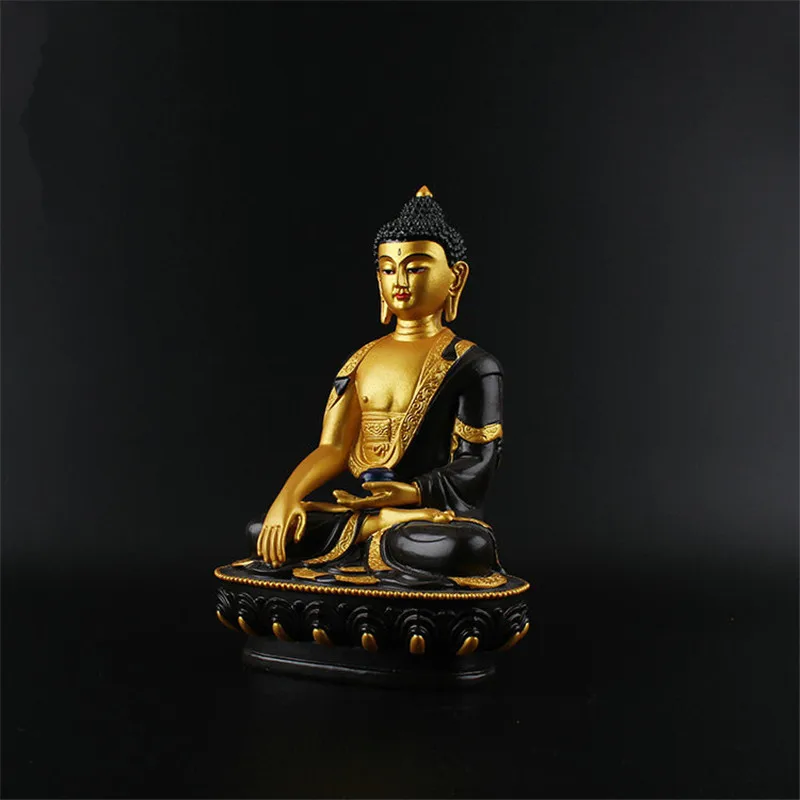 Благоприятная статуя Будды Триратна, статуэтка из смолы, цветная Статуэтка для рисования, 21 см, статуэтка Амитабха, статуэтка Будды, торжественный храм - Цвет: Многоцветный