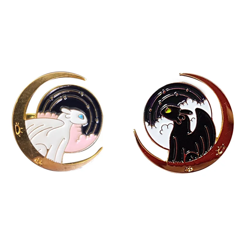 

30mm Metal How to Train Your Dragon 3 Badge Toothless Night Fury Light Fury Brooches Cartoon Backpack Jeans Lapel Pin